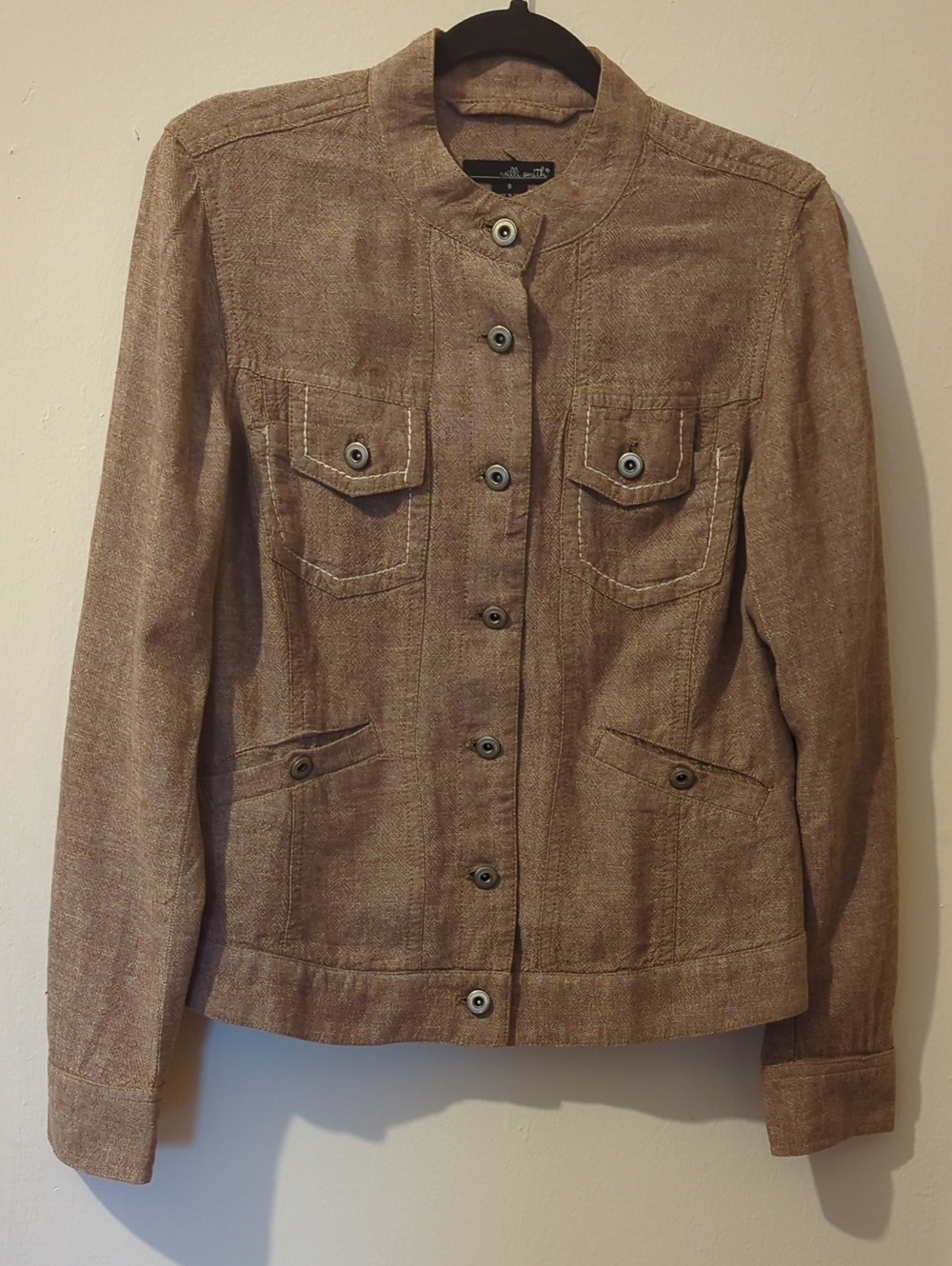Willi Smith Women's Tan Textured Button-Front Jacket Size 8